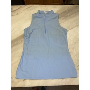 Tzu Tzu Women's Golf Tennis Shirt Top Sleeveless light blue 1/4 zip collar sz S